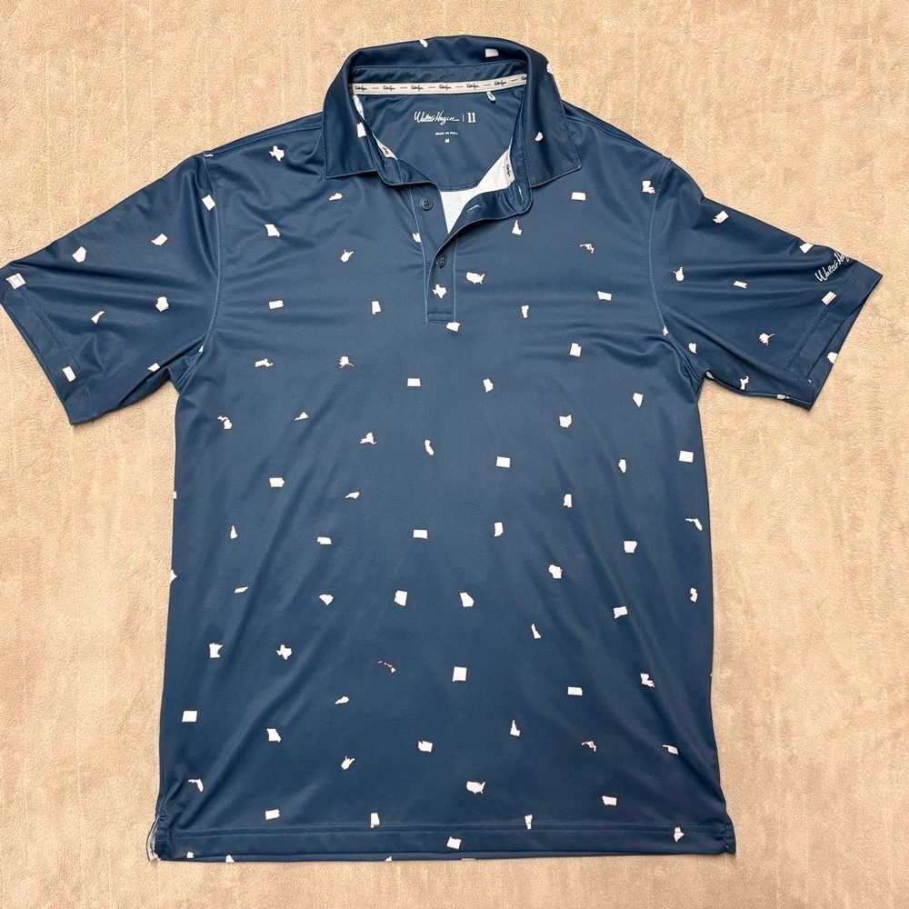 Walter‎ Hagen Golf Polo Blue Mens Medium United States Print
